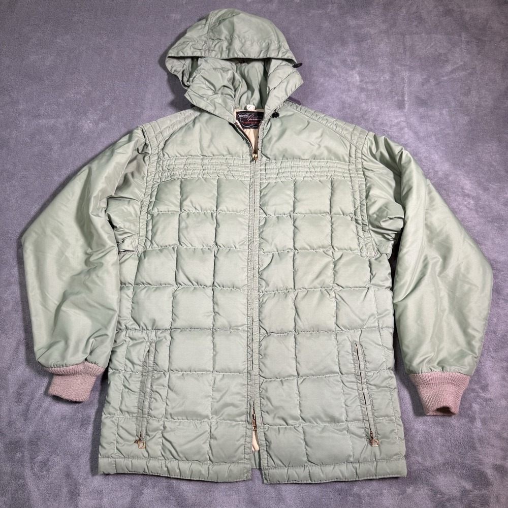 Vintage 1970s TempcO Quilters Down Parka Hooded USA Talon Zip Size L/XL